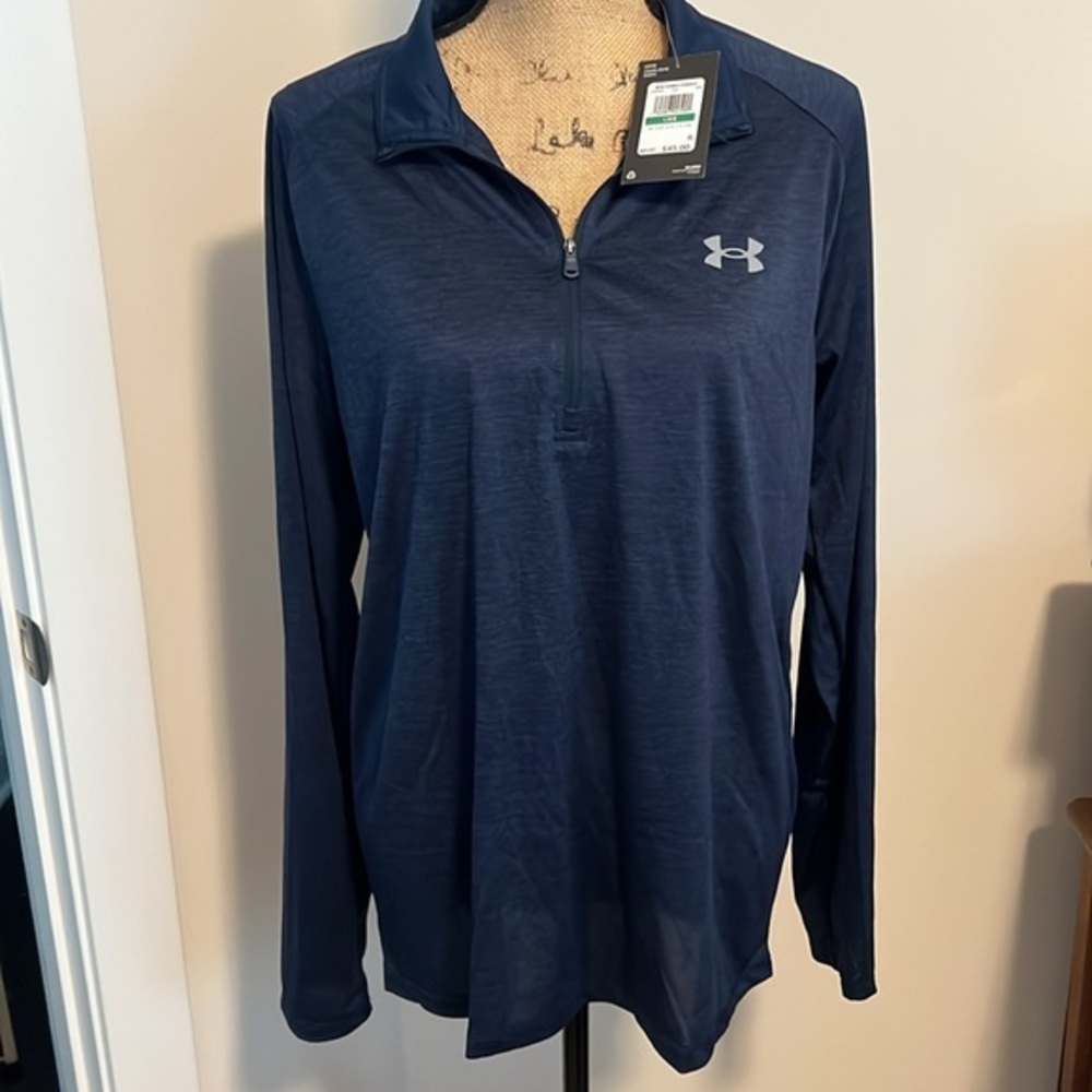 Under Armour Navy 1/4 Zip Long Sleeve Pullover – Size Large (NWT)